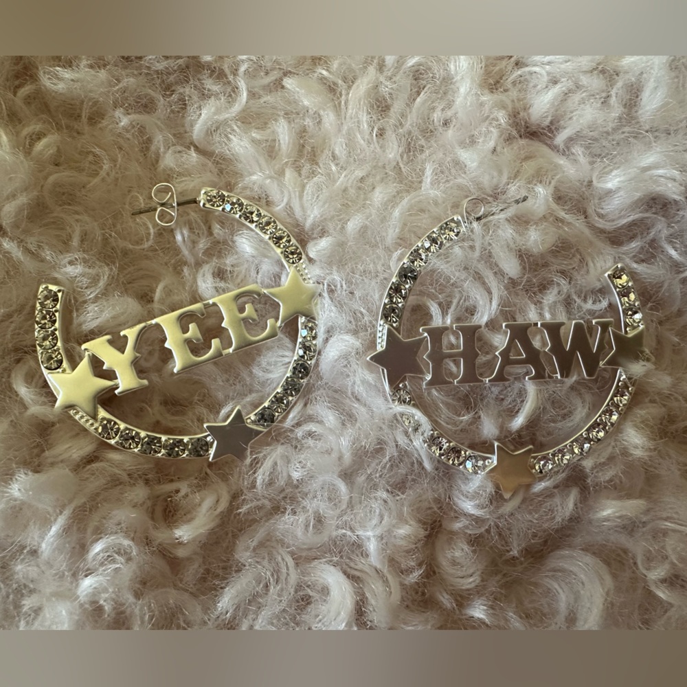 Yee Haw Hoops in Silver With Clear Crystal by Understated Leather